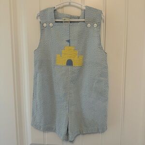 Sand Castle Toddler Short Jon Jon Jumper Outfit 2T Beach Blue Gingham